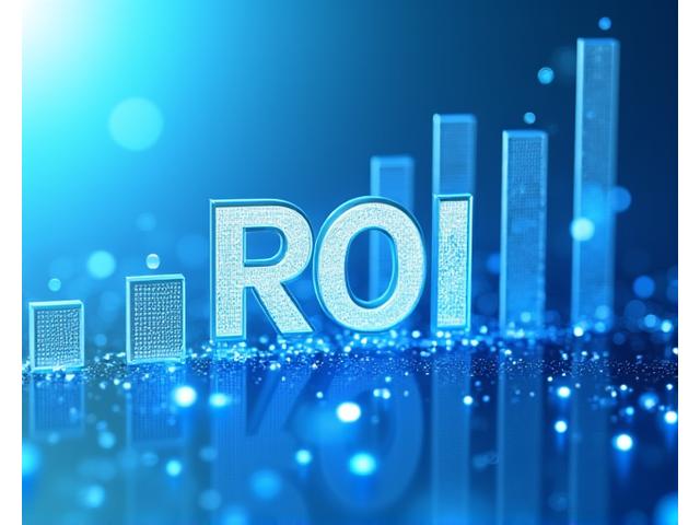 Financial chart showing clear ROI curves and transparent pricing model for blockchain solutions